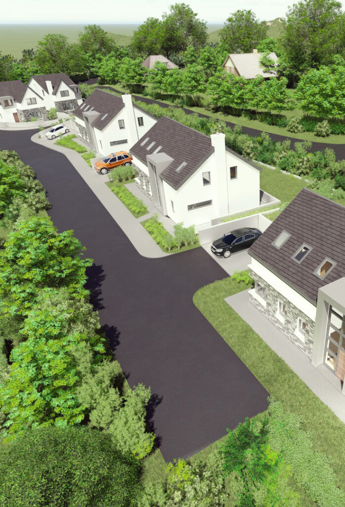 Architectural illustration of the Brook Lane streetscape